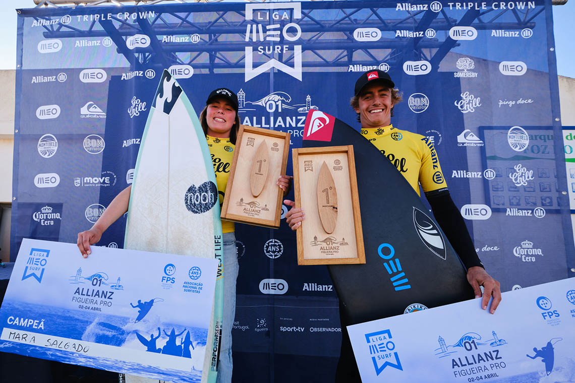 76454Maria Salgado e Francisco Ordonhas arrancam na frente da Liga MEO Surf de 2026